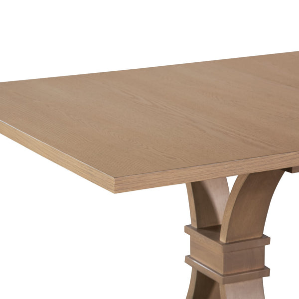 English Elm 63.00"-78.75" Extendable Farmhouse Dining Table Rubberwood X-frame Base Seats Eight Light Natural N771P347924A_N771P347925A