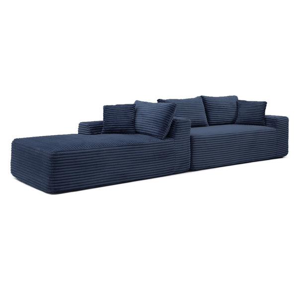 English Elm 105'' Modular Cloud Sectional with Deep Corduroy Cushions for Living Room Lounging W1117S00334