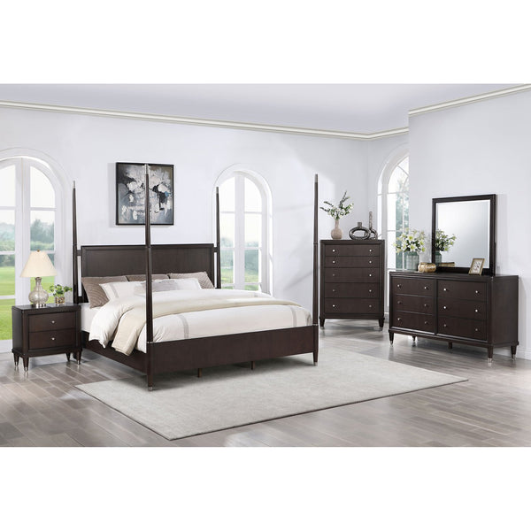 English Elm Niguel Brown 5-Piece Poster Bedroom Set: Elegant Queen Bed, Stylish Storage & Timeless Design B062S01135