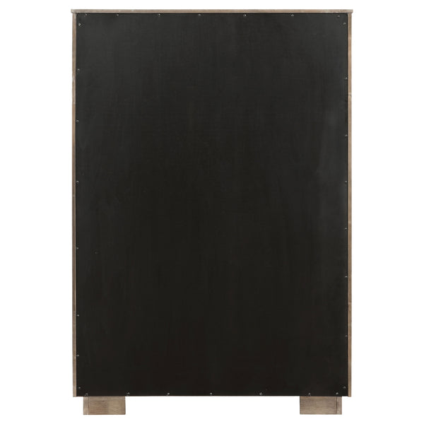 English Elm Prescott Taupe Oak Grain 5 Drawer Chest with Mitered Trim and Modern Bar Pulls B062P441125