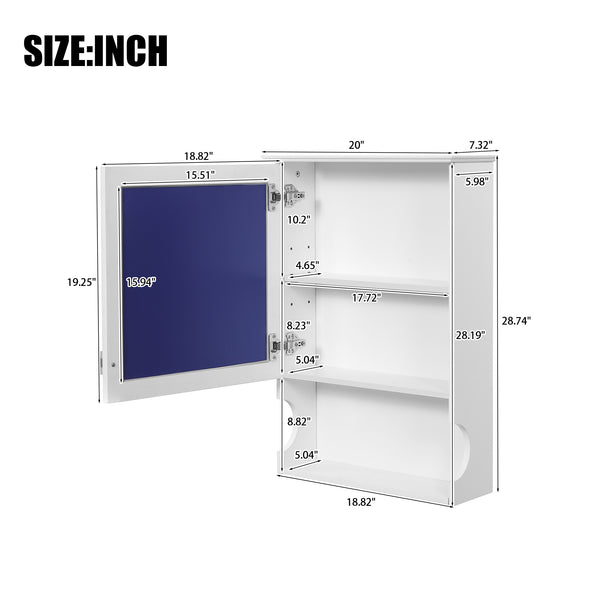 English Elm 20'' Half-Moon Wall Medicine Cabinet with Mirror, Solid Wood Frame, Soft-Close Hinges, Space-Saving Elegance White N710P313827K