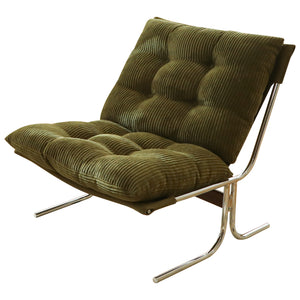 English Elm Modern Wingback Accent Chair Faux Leather Upholstery Chrome X Frame Living Room Green W2105P440976