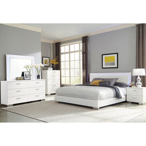 English Elm Dulcey Modern High Gloss 5-Piece Eastern King Bedroom Set With Led Lighting & Ample Storage Solutions B062S01330