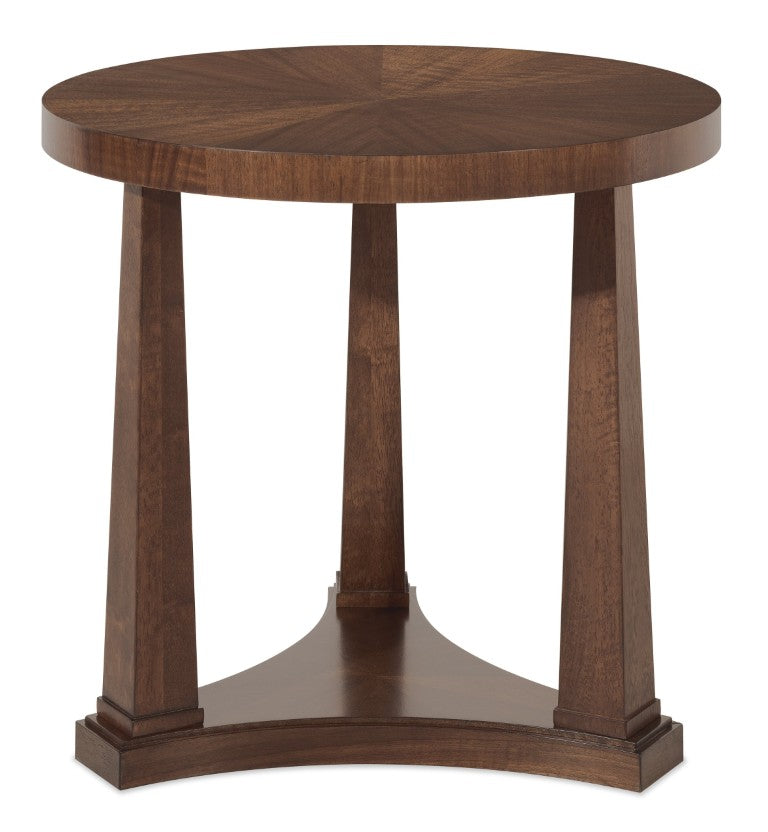 Hooker Furniture Archives Round End Table In Classic Walnut Finish — 26" Elegant Round Accent Table With Three-Post Base 6123-80116-89
