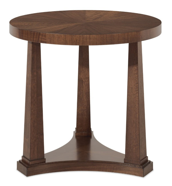 Hooker Furniture Archives Round End Table In Classic Walnut Finish — 26" Elegant Round Accent Table With Three-Post Base 6123-80116-89