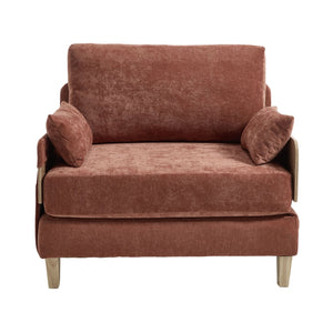 English Elm Foldable mid-century sleeper sofa bed recliner 3-in-1 convertible for small spaces with pillows and storage Orange W395P290558