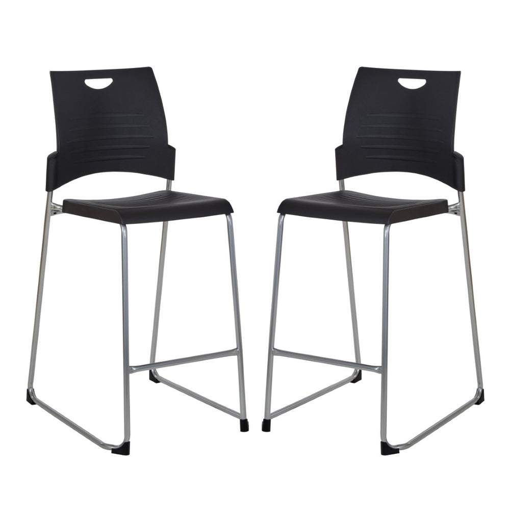 OSP Home Furnishings Tall Stackable Counter Stool with Steel Frame and Contoured Plastic Seat for Breakrooms Black DC8309C2-3