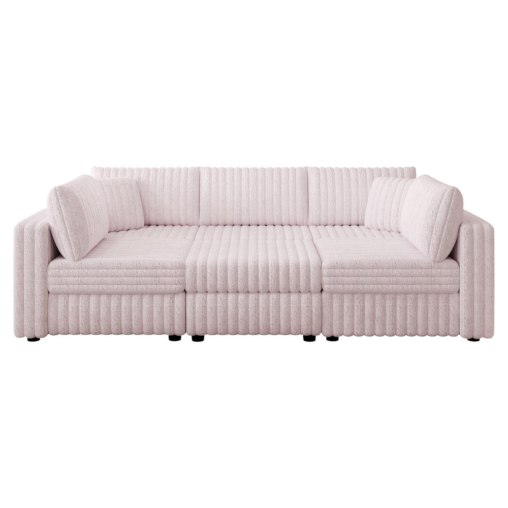 English Elm 106.3" Soft U-Shaped Modular Sofa With Hydraulic Lift Ottoman - Cozy, Stylish & Perfect For Any Space W1767S00022