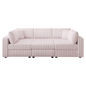 English Elm 106.3" Soft U-Shaped Modular Sofa With Hydraulic Lift Ottoman - Cozy, Stylish & Perfect For Any Space W1767S00022