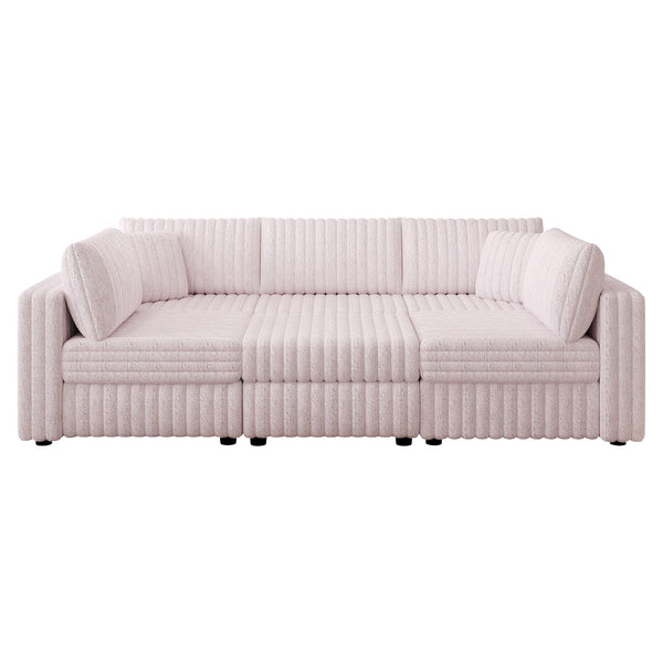 English Elm 106.3" Soft U-Shaped Modular Sofa With Hydraulic Lift Ottoman - Cozy, Stylish & Perfect For Any Space W1767S00022