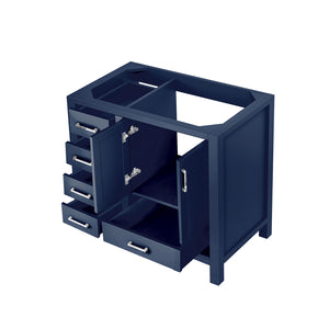 English Elm Navy Blue Bath Vanity 36" W X 22" D For Modern Spaces, Right Offset Design With Ample Storage B2731P258853
