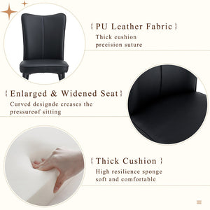 English Elm Table Set: Modern Black Wood Grain Dining Table With 6 Ergonomic Pu Chairs For Stylish Dining Spaces W1151S04181-GIGA