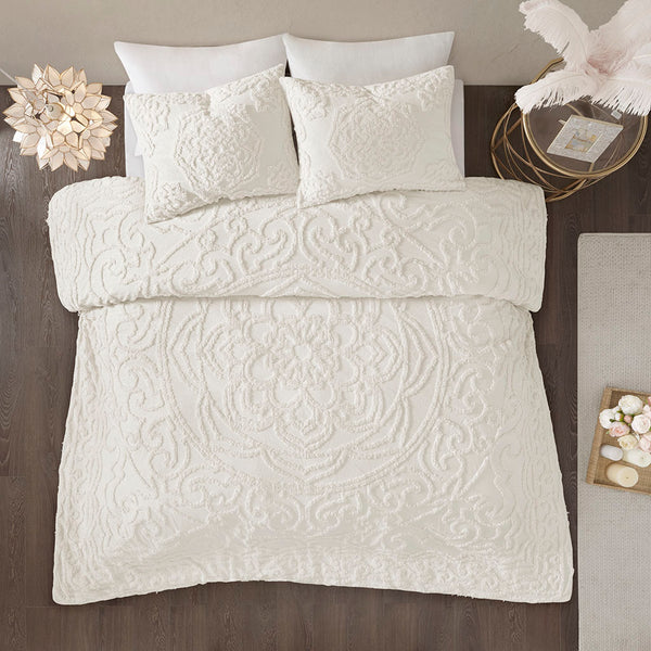 JLA Home Madison Park - 2 Cotton Chenille Comforter Set – Tufted Medallion Design, Breathable 100% Cotton, OEKO-TEX All-Season Cozy Chic MP10-6839