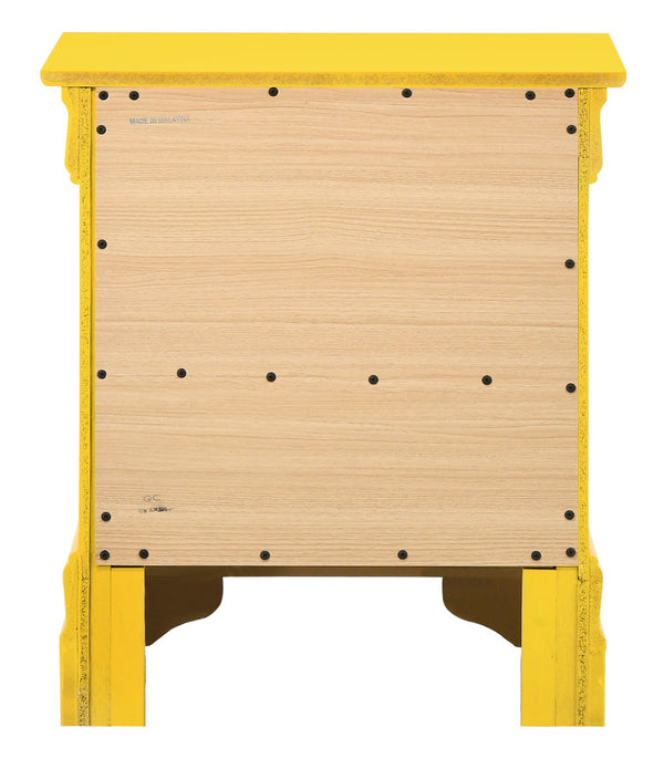 English Elm Charming Croc-Textured Nightstand with Spacious Drawer, Contemporary Particle Board Build, 25"H x 27"W x 16"D Yellow 30 L x 25 W x 20 H B078107837