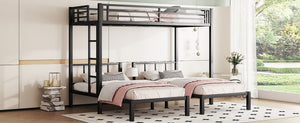 English Elm Twin Triple Bunk Bed Metal L-shaped Frame Sleeps Three Kids White Finish W1580S00438