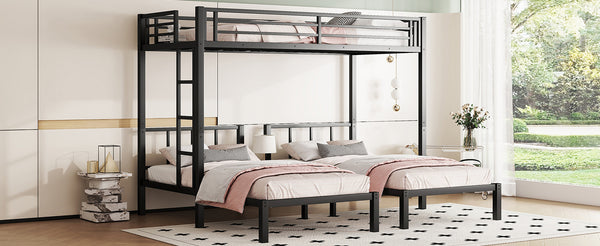 English Elm Twin Triple Bunk Bed Metal L-shaped Frame Sleeps Three Kids White Finish W1580S00438