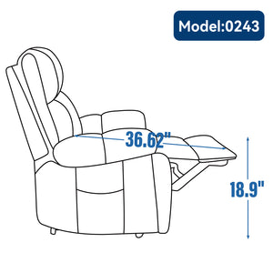 English Elm Beige Chenille Power Lift Recliner Dual Motor Massage Heat 350 Lb Capacity Gray W1803P264031