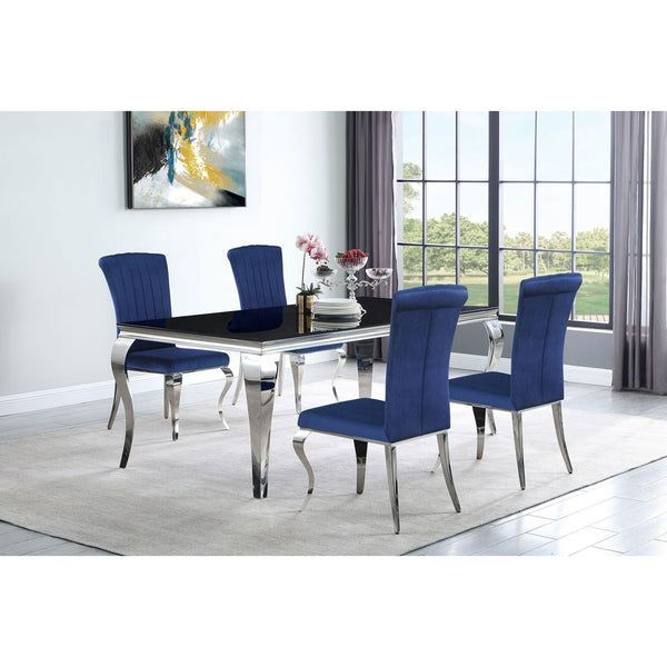 English Elm Shambrook Ink Blue Upholstered Side Chairs Set of 4 — Tufted Curved Back, Plush Padding, Sleek Legs B062S00802