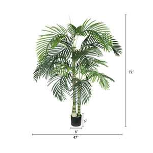 English Elm 6ft Golden Cane Faux Palm Tree Lifelike Tropical Foliage for Indoor Patio Decor W3912P387415