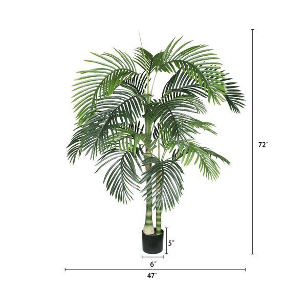 English Elm 6ft Golden Cane Faux Palm Tree Lifelike Tropical Foliage for Indoor Patio Decor W3912P387415