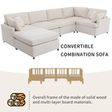 English Elm [ Video Provided] Modern Large U-Shape Sectional Sofa, With Removable Ottomans For Living Room (6-Seater)