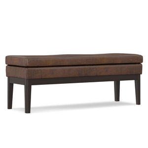 English Elm Carlson Faux Leather Upholstered Bench Vintage Padded Seat for Entryway or Bedroom Brown B136P436938