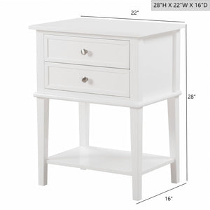 English Elm Elegant Compact Nightstand with Open Shelf, Durable Particle Board Construction, Easy Assembly Guide Included for Modern Bedroom Storage and Style White 15.16 L x 17.52 W x 24.02 H B078112102