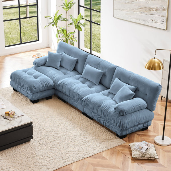 English Elm Luxury Modular Sectional Sofa Couch - Oversized Chenille L-Shaped Cloud Sofa For Ultimate Comfort W714S01083