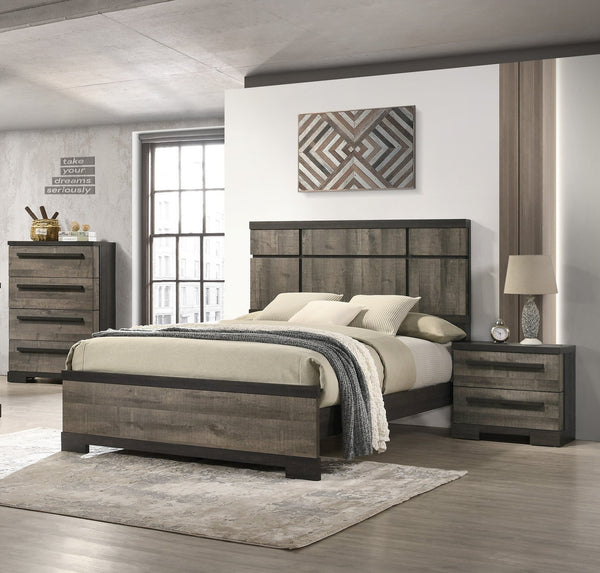 English Elm 1pc Contemporary 2-Drawer Nightstand Gray Wood Finish Compact Bedroom Storage Table with Sleek Design Brown 29 L x 19.1 W x 26 H B011P210423