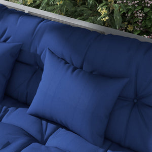 English Elm Outsunny Tufted Patio Bench Cushion Set Polyester Fill Water Resistant Outdoor Seat Blue W2225P174513