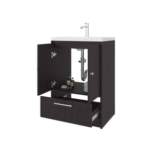 English Elm Sinclair Freestanding Bathroom Vanity with Sink — Compact 36" Tall Cabinet, Two Doors + Drawer, Scratch-Resistant Finish Wenge 34 L x 23 W x 13 H B128P314809