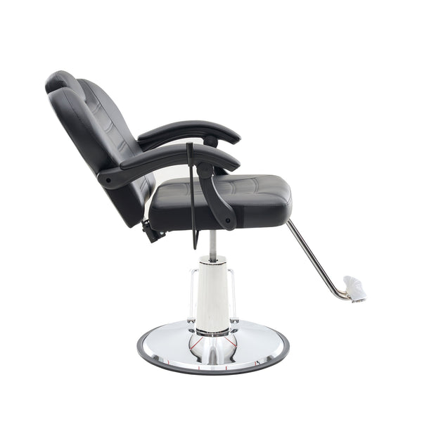 English Elm 102°-140° Heavy Duty Reclining Barber Chair with Hydraulic Pump, 360° Swivel, PU Leather, Stable Anti-Slip Base for Busy Salons and Stylists W2069P290382