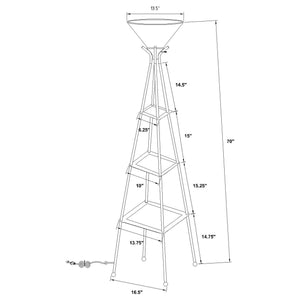 English Elm Sentinel Black Modern Torchiere Floor Lamp with 3 Shelves, Frosted Glass Shade, Durable Metal Legs B062P328687