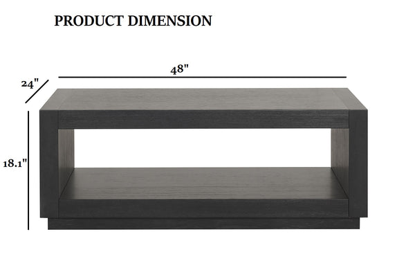 English Elm Contemporary 3Pc Table Set - Modern Coffee Table & 2 End Tables With Open Shelf In Black Finish B2741S00652