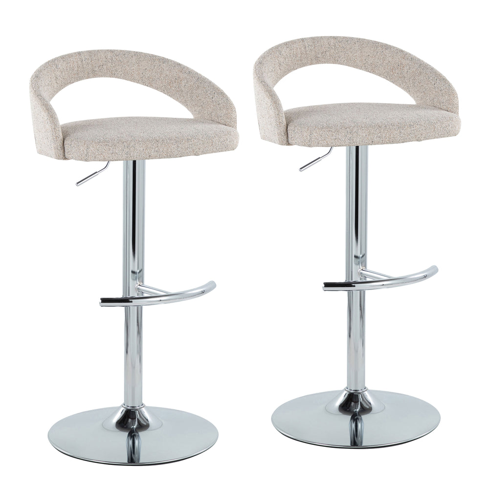 English Elm Adjustable Swivel Barstools with Chrome Base Upholstered Seat for Kitchen Islands Set of 2 B202S01976