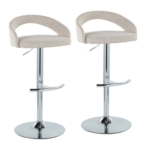 English Elm Adjustable Swivel Barstools with Chrome Base Upholstered Seat for Kitchen Islands Set of 2 B202S01976