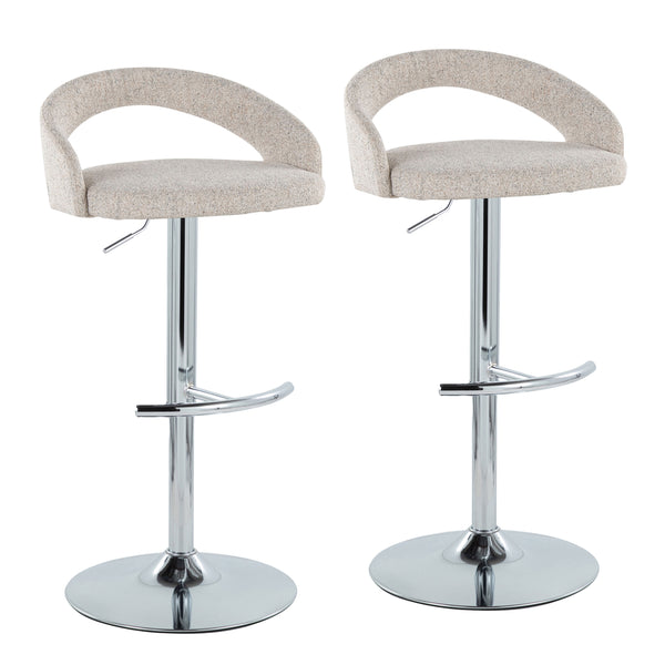 English Elm Adjustable Swivel Barstools with Chrome Base Upholstered Seat for Kitchen Islands Set of 2 B202S01976