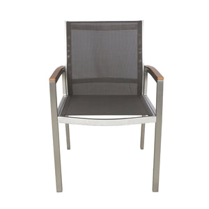 English Elm Luton Outdoor Aluminum Dining Chair with Mesh Seat and Faux Wood Armrests 62760.00