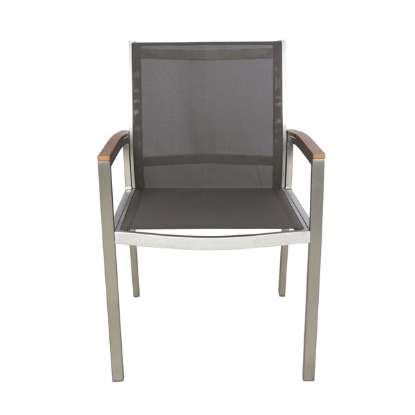 English Elm Luton Outdoor Aluminum Dining Chair with Mesh Seat and Faux Wood Armrests 62760.00