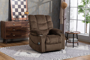 English Elm Ultra Wide Velvet Swivel Lounge Chair with Massage Heating and Powered Lift Assist Brown W547P425984