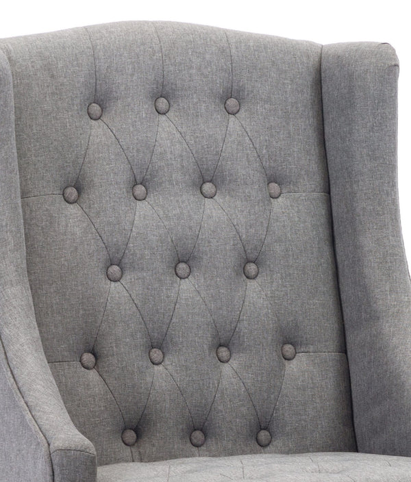 English Elm 1pc Wingback Accent Chair Diamond Tufted Polyester Upholstery Formal Living Room Seat B011P201978