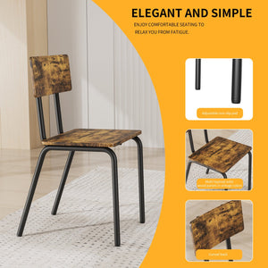 English Elm 5-Piece Modern Dining Set for Small Spaces — 43.3" MDF Top Table with Metal Frame and 4 Chairs, Easy Clean Brown W578133461