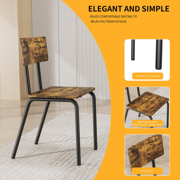 English Elm 5-Piece Modern Dining Set for Small Spaces — 43.3" MDF Top Table with Metal Frame and 4 Chairs, Easy Clean Brown W578133461