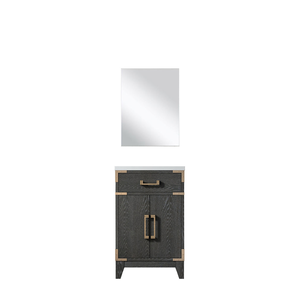 English Elm Black Oak Single Bath Vanity With Acrylic Countertop & 18" Mirror - Perfect For Compact Spaces! B2731S02120