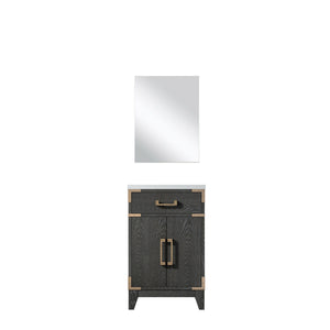 English Elm Black Oak Single Bath Vanity With Acrylic Countertop & 18" Mirror - Perfect For Compact Spaces! B2731S02120