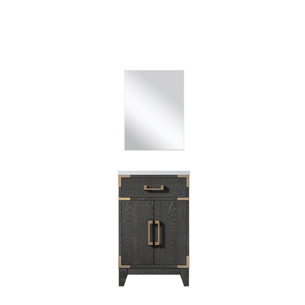 English Elm Black Oak Single Bath Vanity With Acrylic Countertop & 18" Mirror - Perfect For Compact Spaces! B2731S02120