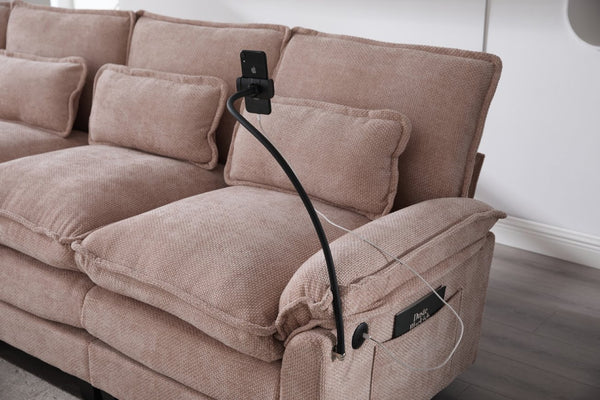 English Elm United We Win 106" U-Shaped Sectional Sofa - Comfy Chenille Cloud Couch With Usb Ports & Storage Ottoman W1568S00231-GIGA