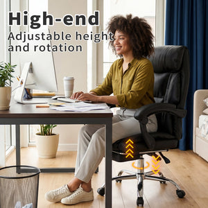 English Elm Office Executive Pu Leather High Back Chair with Footrest Reclining Swivel Seat W3851P452861