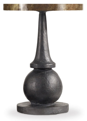 Hooker Furniture Curata Acid-Washed Brass Accent Table With Distressed Black Base — Compact Modern Industrial Chic 1600-50003-MTL