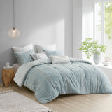 INK+IVY Kara  3 Piece Cotton Jacquard Comforter Set II10-1105 Aqua